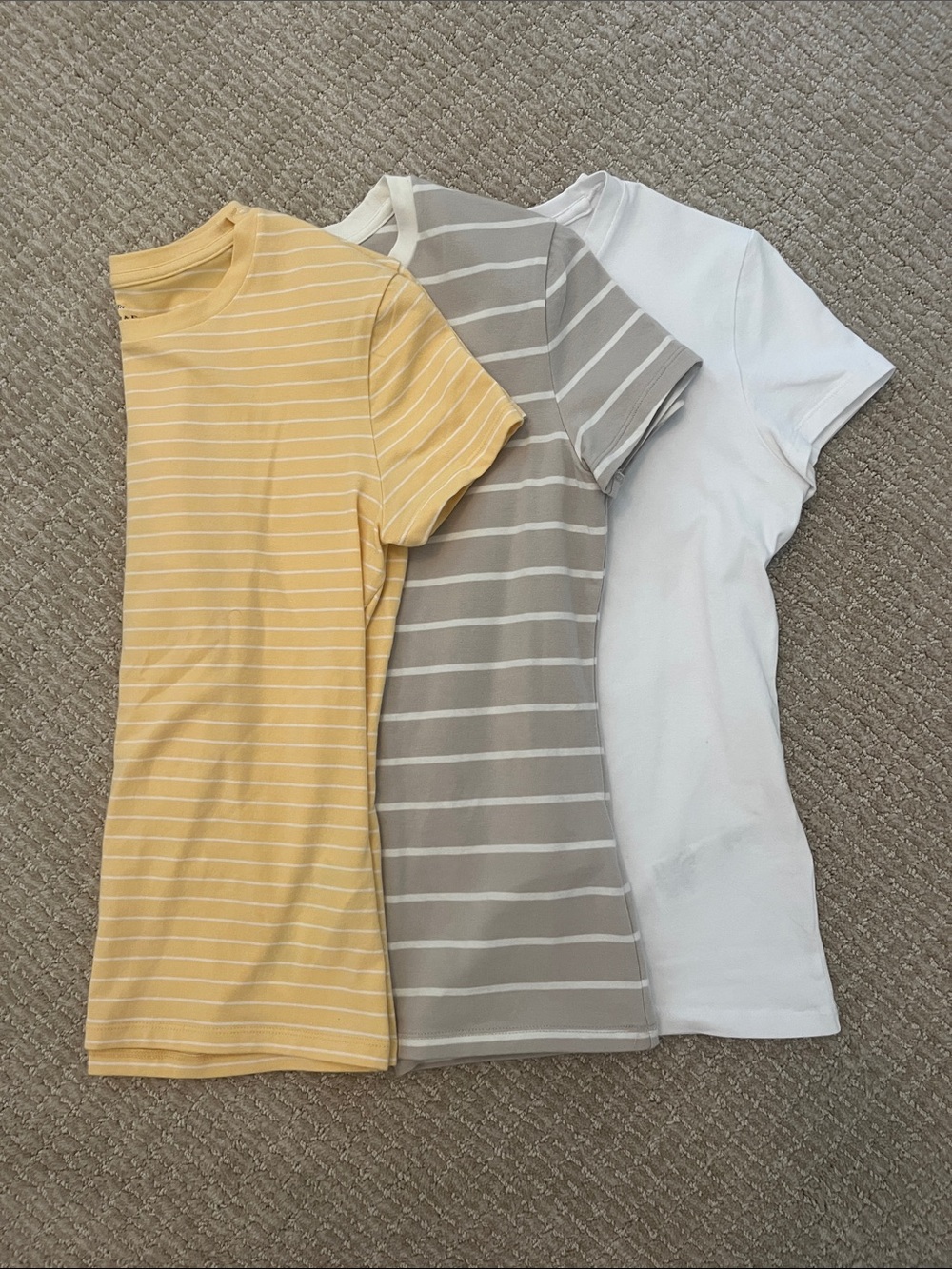 Abercrombie & Fitch Short-Sleeve Tee Trio - Yellow, Taupe, White